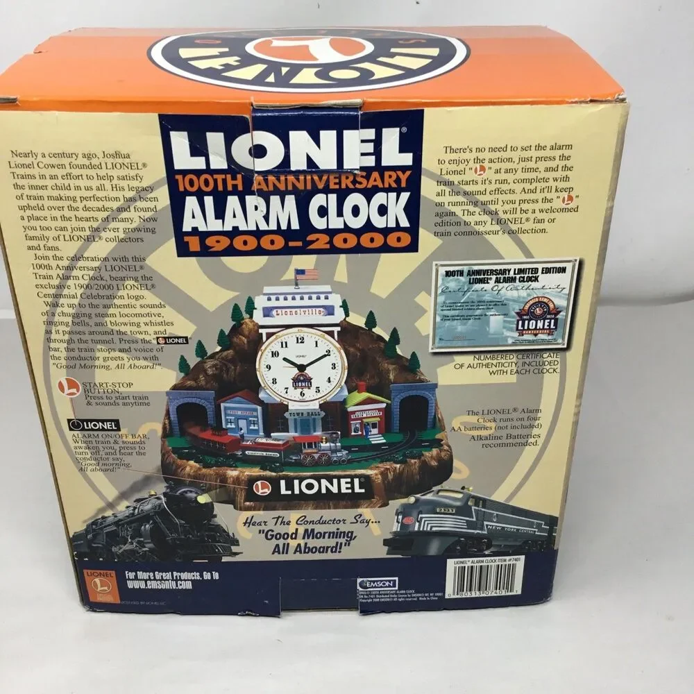 LIONEL 100th Anniversary Animated Alarm Clock Train Railroad Sounds NIB